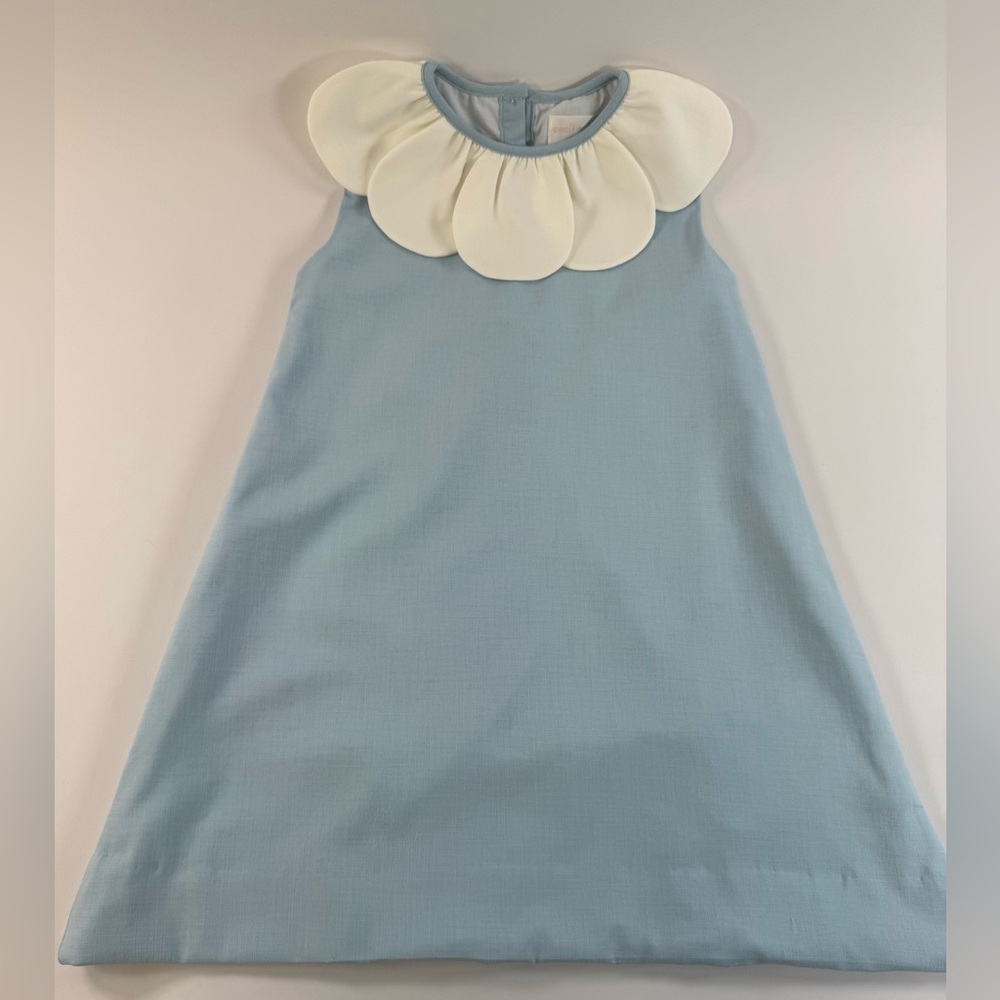Cecil and Lou - Blue Dress with White Petal Collar - Size 8